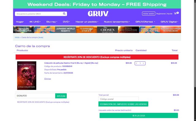 GRUV checkout page showing GRUV promo code box | Screenshot taken by SimplyCodes community member on Jul 19, 2025