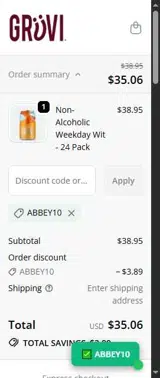 ABBEY10 coupon verification screenshot