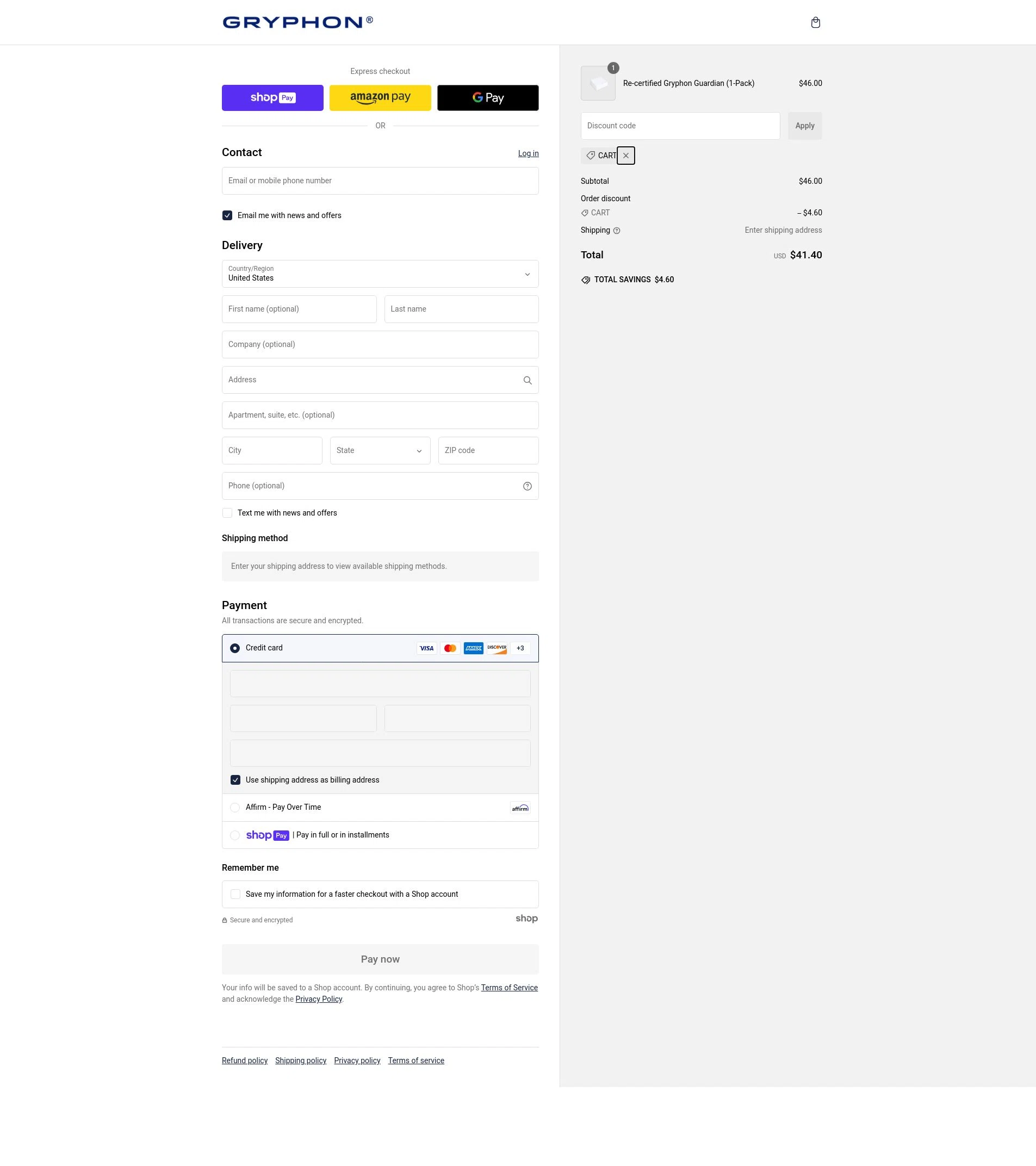 where to use Gryphon Online Safety promo code box