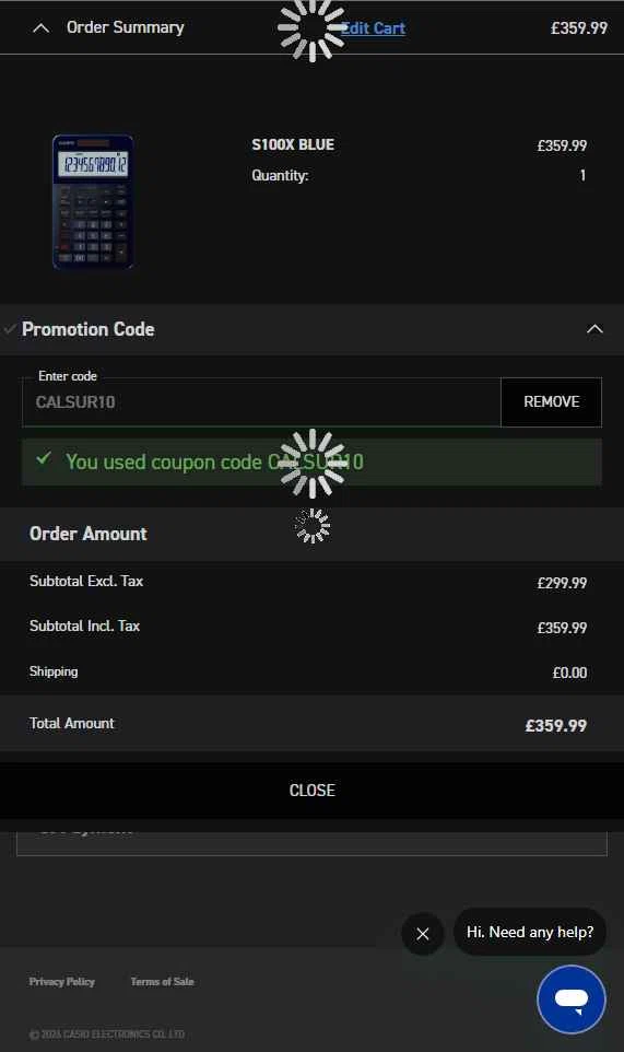 G-Shock checkout page showing G-Shock promo code box | Screenshot taken by SimplyCodes community member on Jan 26, 2026