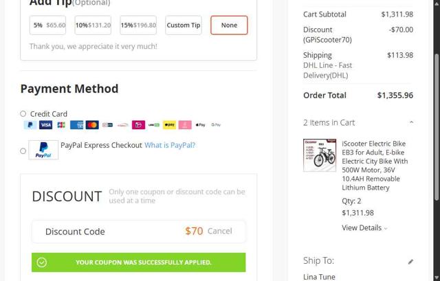 Gshopper checkout page showing Gshopper coupon code box | Screenshot taken by SimplyCodes community member on Sep 8, 2025