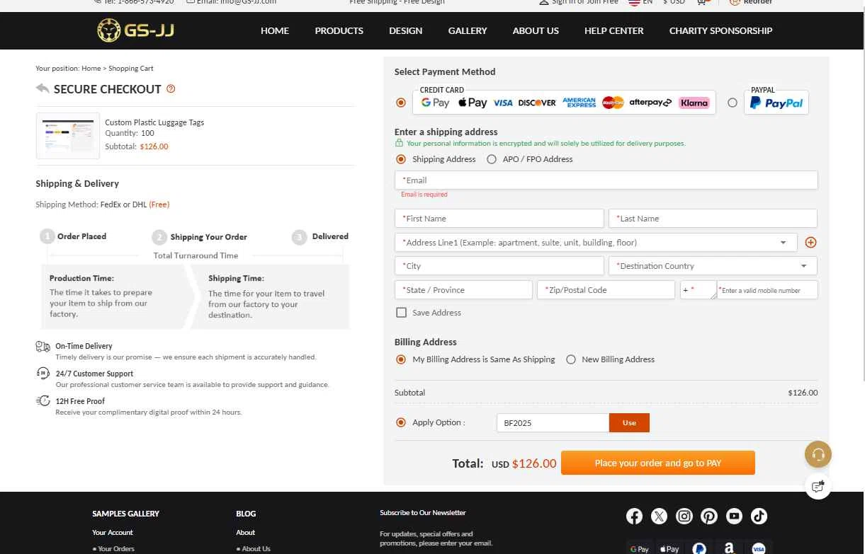 GS-JJ checkout page showing GS-JJ coupon code box | Screenshot taken by SimplyCodes community member on Jan 22, 2026