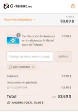GTALENT coupon verification screenshot