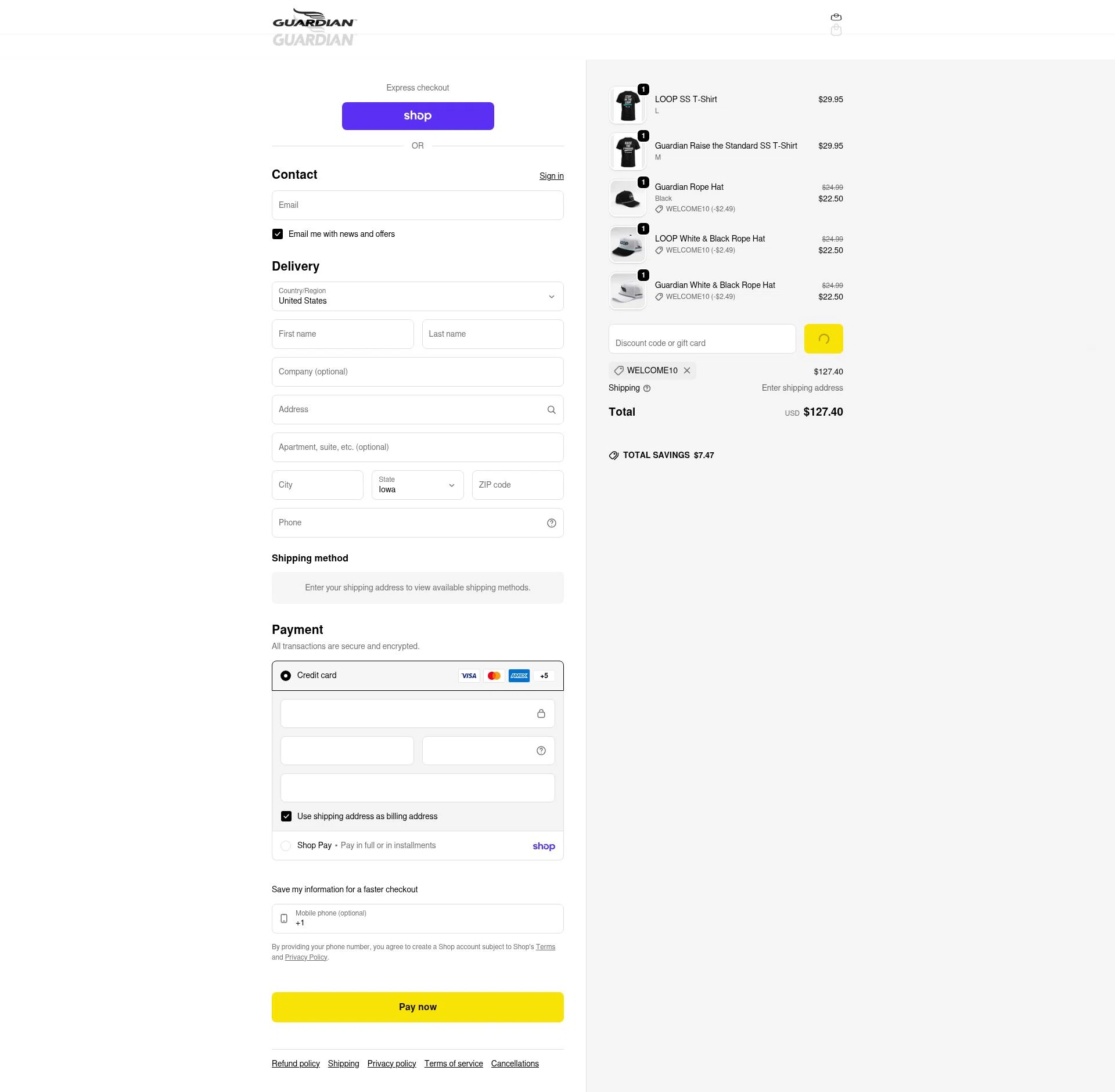 Guardian Sports checkout page showing Guardian Sports discount code box | Screenshot taken by SimplyCodes community member on Feb 9, 2026