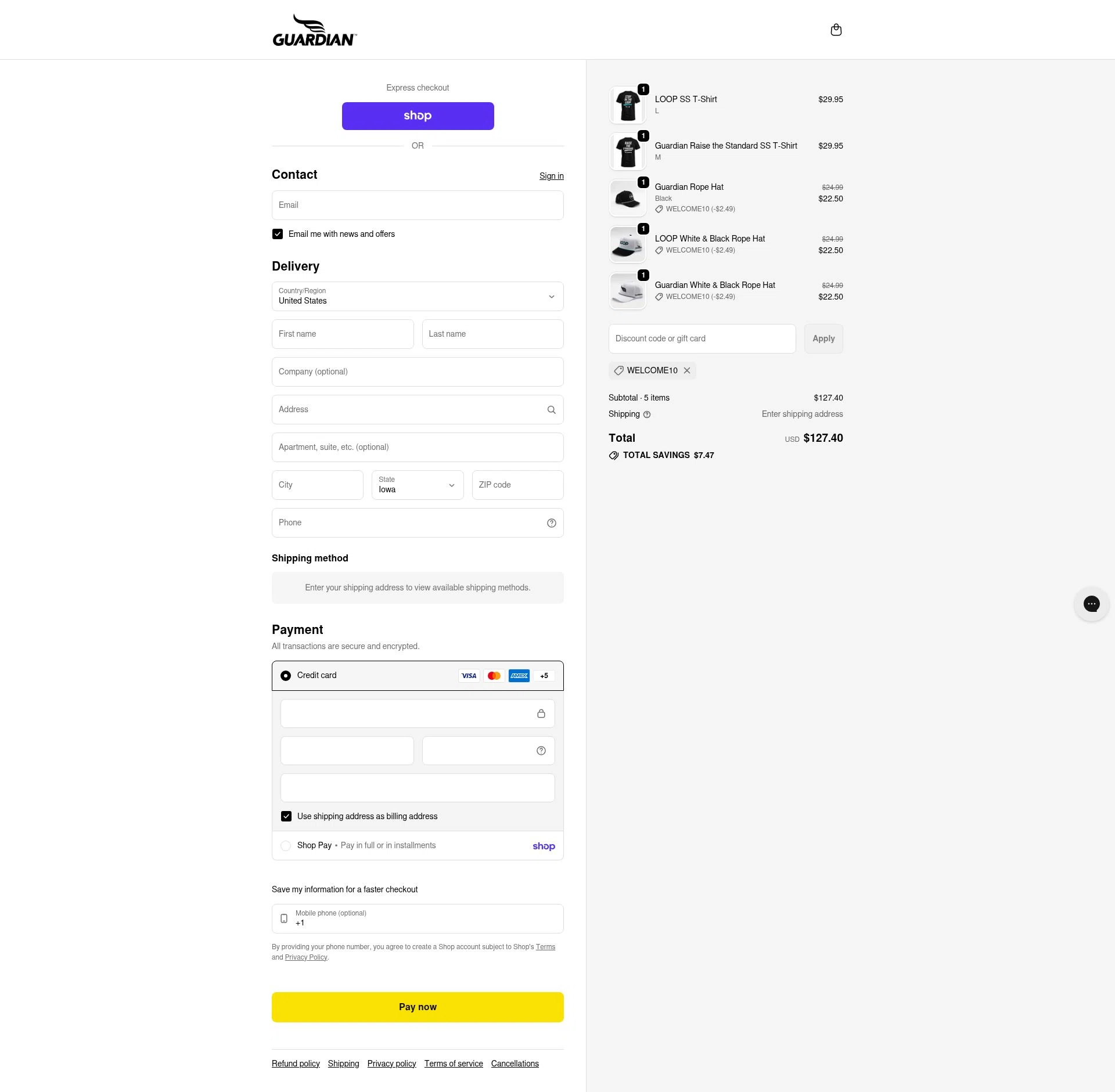 Guardian Sports checkout page showing Guardian Sports discount code box | Screenshot taken by SimplyCodes community member on Feb 5, 2026