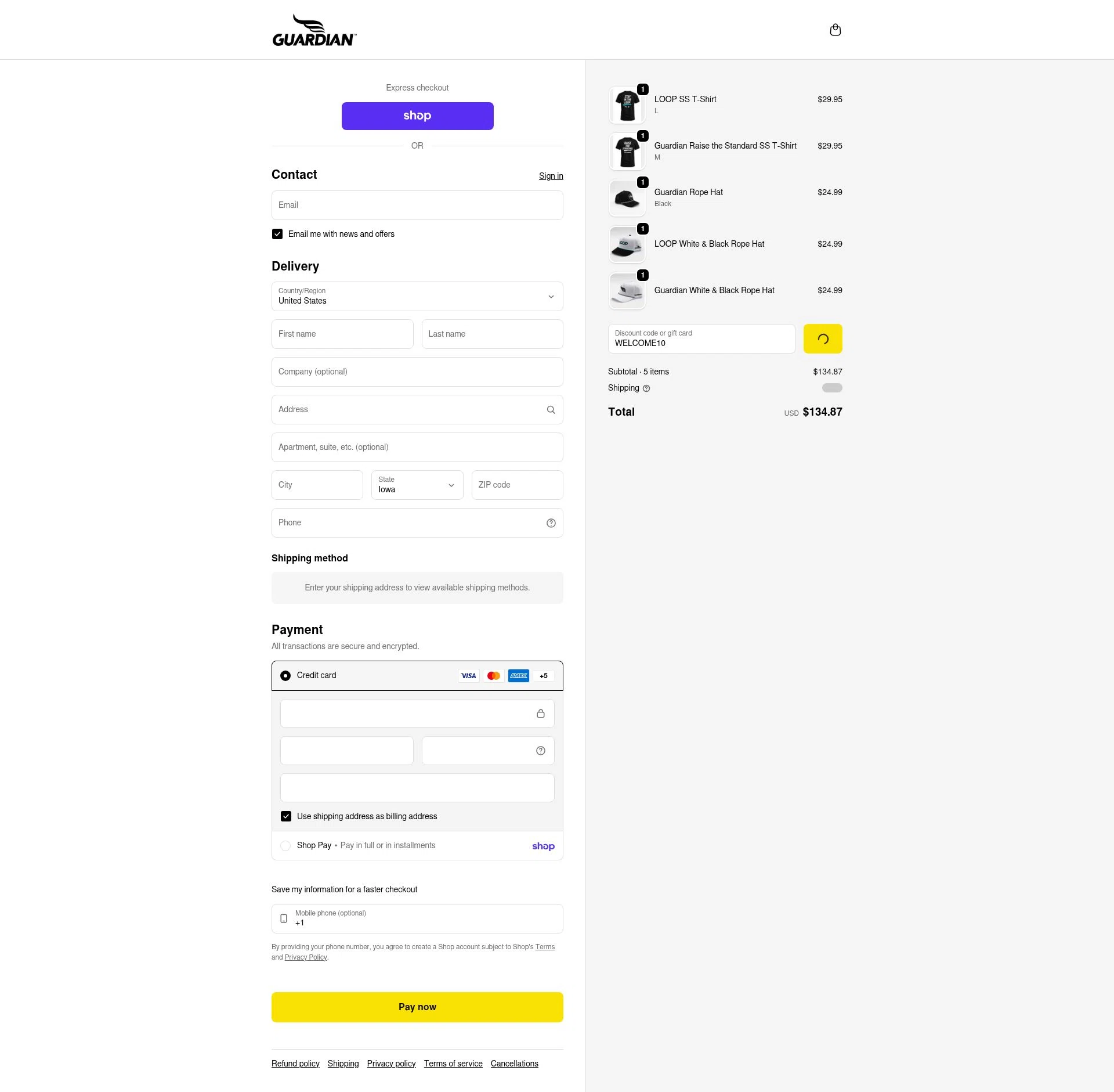 Guardian Sports checkout page showing Guardian Sports discount code box | Screenshot taken by SimplyCodes community member on Feb 1, 2026