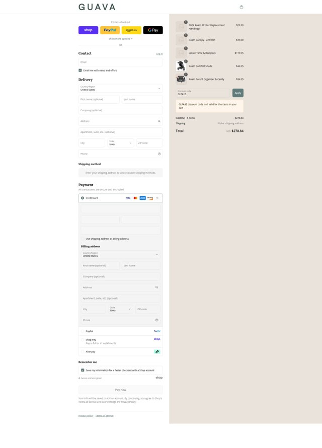 Guava Family checkout page showing Guava Family discount code box | Screenshot taken by SimplyCodes community member on Aug 29, 2025