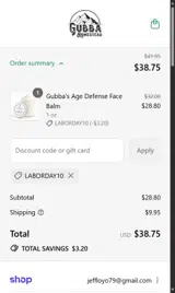 LABORDAY10 coupon verification screenshot