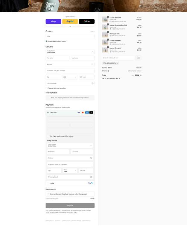 Guests on Earth checkout page showing Guests on Earth promo code box | Screenshot taken by SimplyCodes community member on Sep 16, 2025