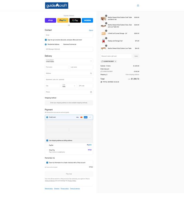 Guidecraft checkout page showing Guidecraft coupon code box | Screenshot taken by SimplyCodes community member on Sep 17, 2025