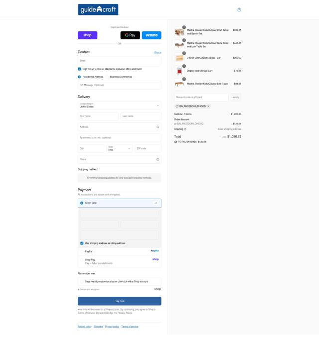 Guidecraft checkout page showing Guidecraft coupon code box | Screenshot taken by SimplyCodes community member on Sep 17, 2025