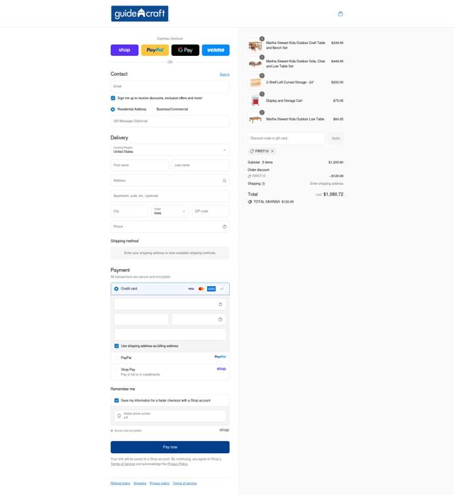 Guidecraft checkout page showing Guidecraft coupon code box | Screenshot taken by SimplyCodes community member on Sep 17, 2025