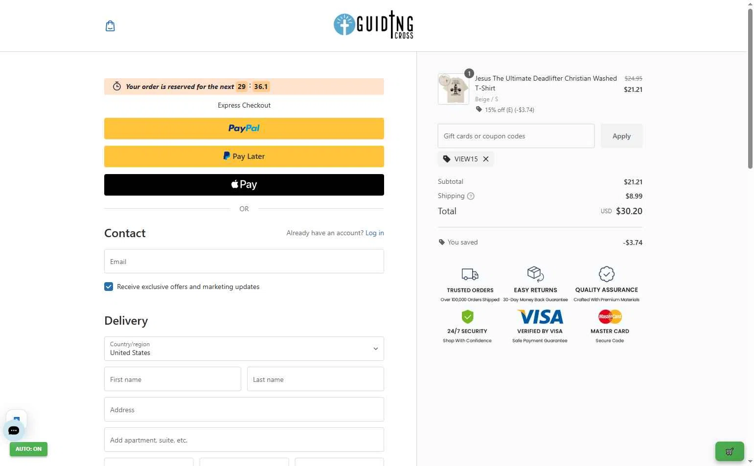 GuidingCross checkout page showing GuidingCross promo code box | Screenshot taken by SimplyCodes community member on Dec 31, 2025