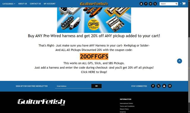 Guitarfetish checkout page showing Guitarfetish promo code box | Screenshot taken by SimplyCodes community member on Sep 16, 2025