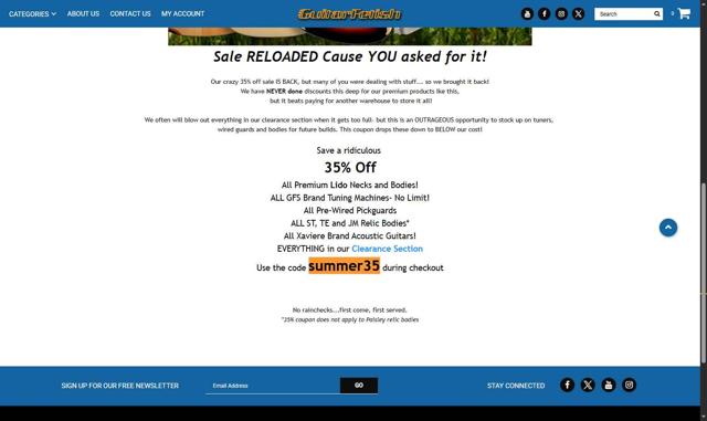 Guitarfetish checkout page showing Guitarfetish promo code box | Screenshot taken by SimplyCodes community member on Sep 16, 2025