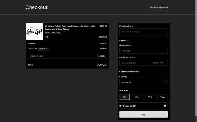 Gumroad checkout page showing Gumroad discount code box | Screenshot taken by SimplyCodes community member on Sep 10, 2025