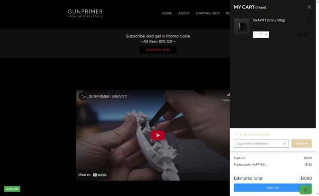 GUNPRIMER checkout page showing GUNPRIMER promo code box | Screenshot taken by SimplyCodes community member on Sep 7, 2025