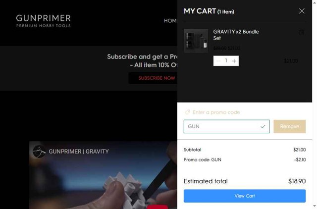 GUNPRIMER checkout page showing GUNPRIMER promo code box | Screenshot taken by SimplyCodes community member on Sep 7, 2025