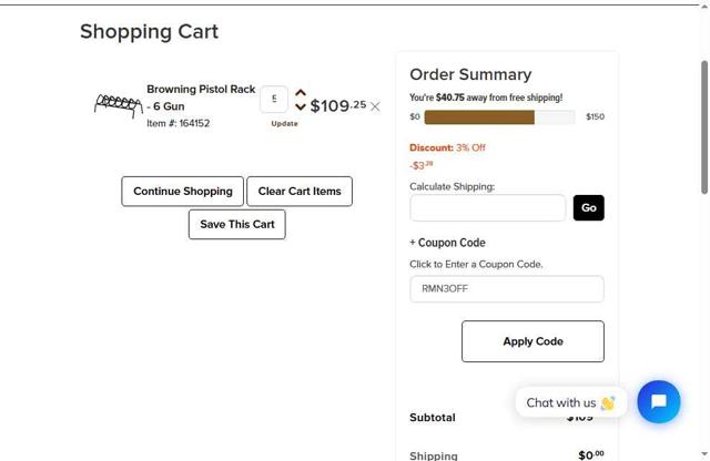 Gunsafes checkout page showing Gunsafes promo code box | Screenshot taken by SimplyCodes community member on Jul 15, 2025