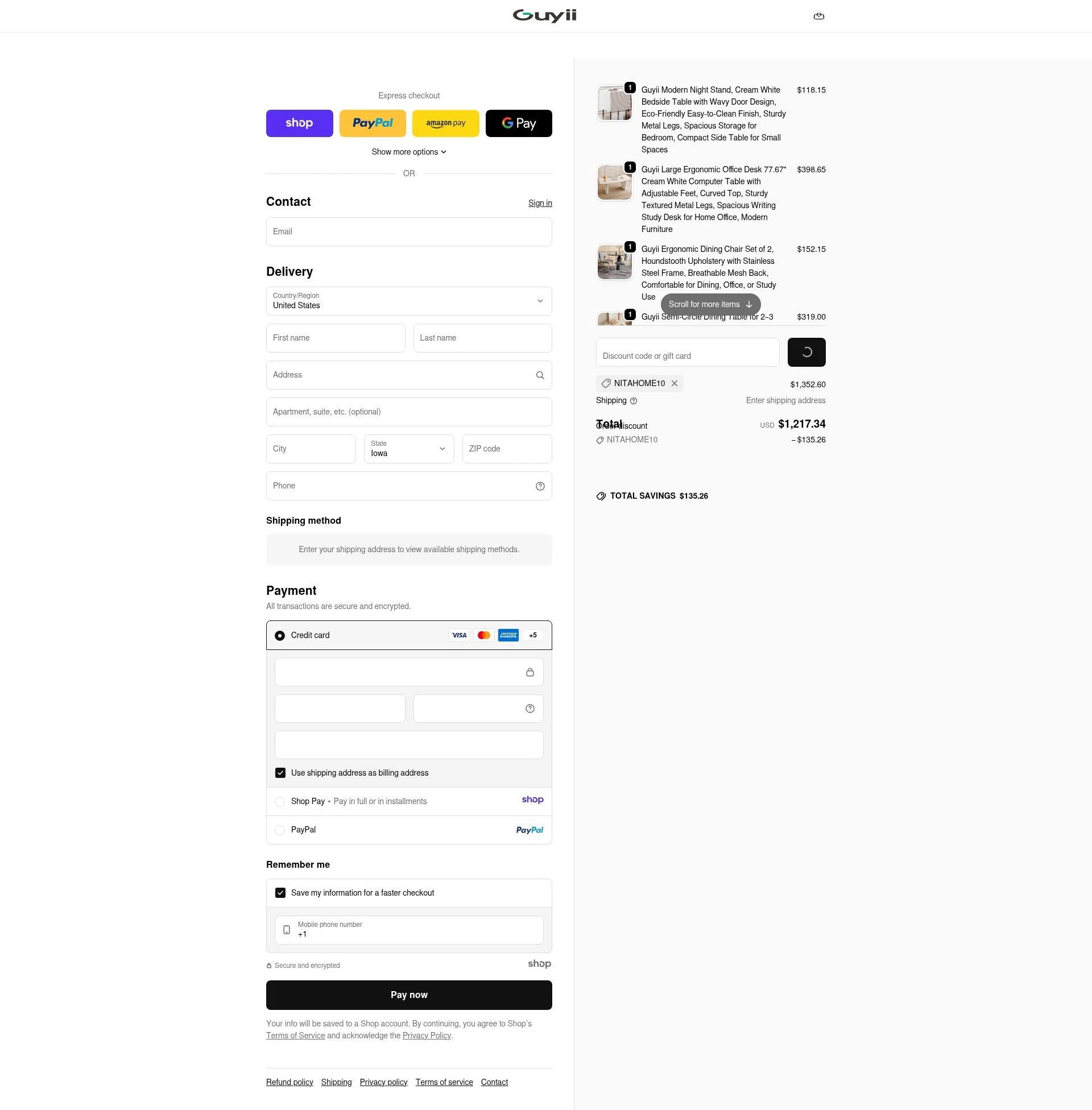 Guyii checkout page showing Guyii promo code box | Screenshot taken by SimplyCodes community member on Jan 3, 2026