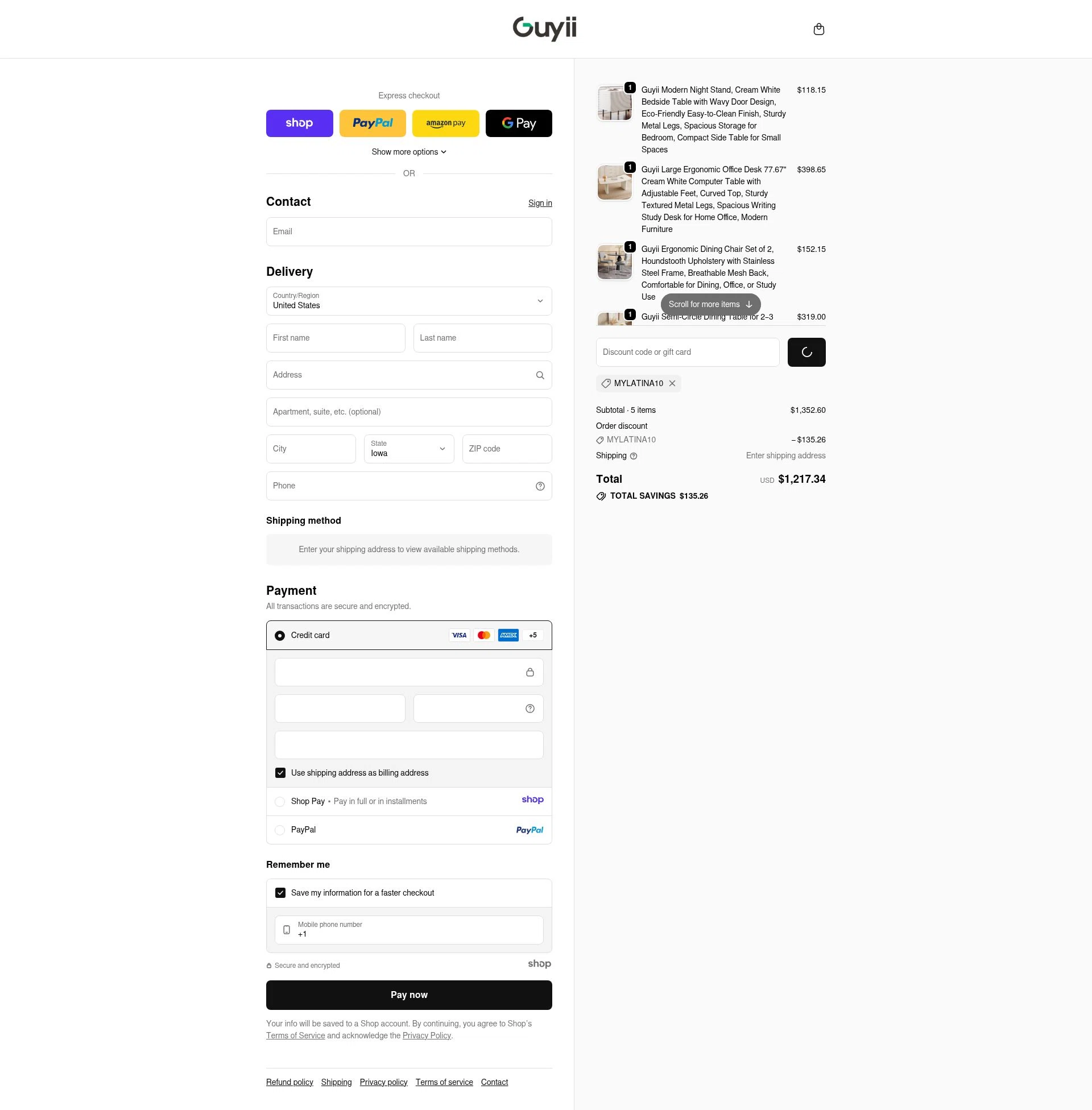 Guyii checkout page showing Guyii promo code box | Screenshot taken by SimplyCodes community member on Jan 3, 2026