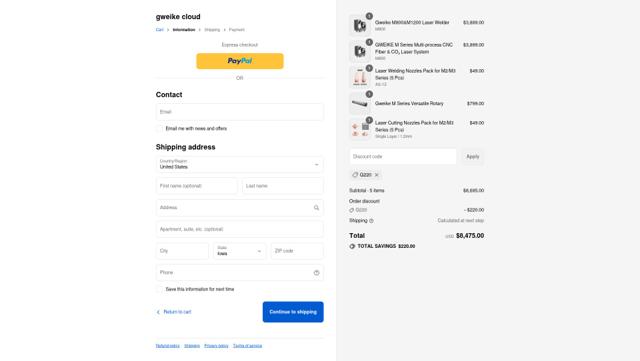 GweikeCloud checkout page showing GweikeCloud promo code box | Screenshot taken by SimplyCodes community member on Sep 10, 2025