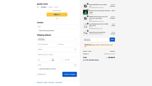 GweikeCloud checkout page showing GweikeCloud promo code box | Screenshot taken by SimplyCodes community member on Sep 6, 2025