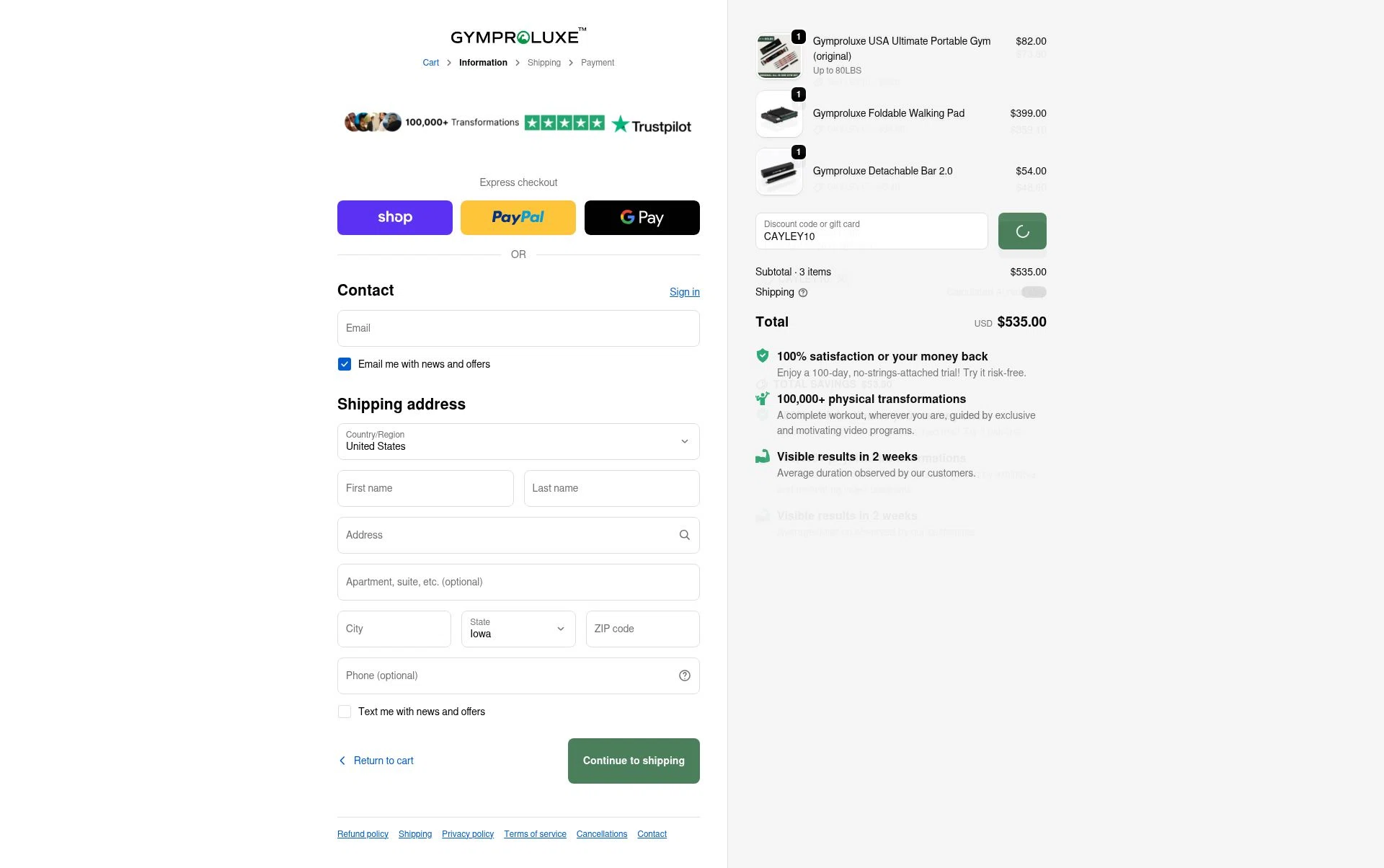 Gymproluxe checkout page showing Gymproluxe discount code box | Screenshot taken by SimplyCodes community member on Dec 24, 2025