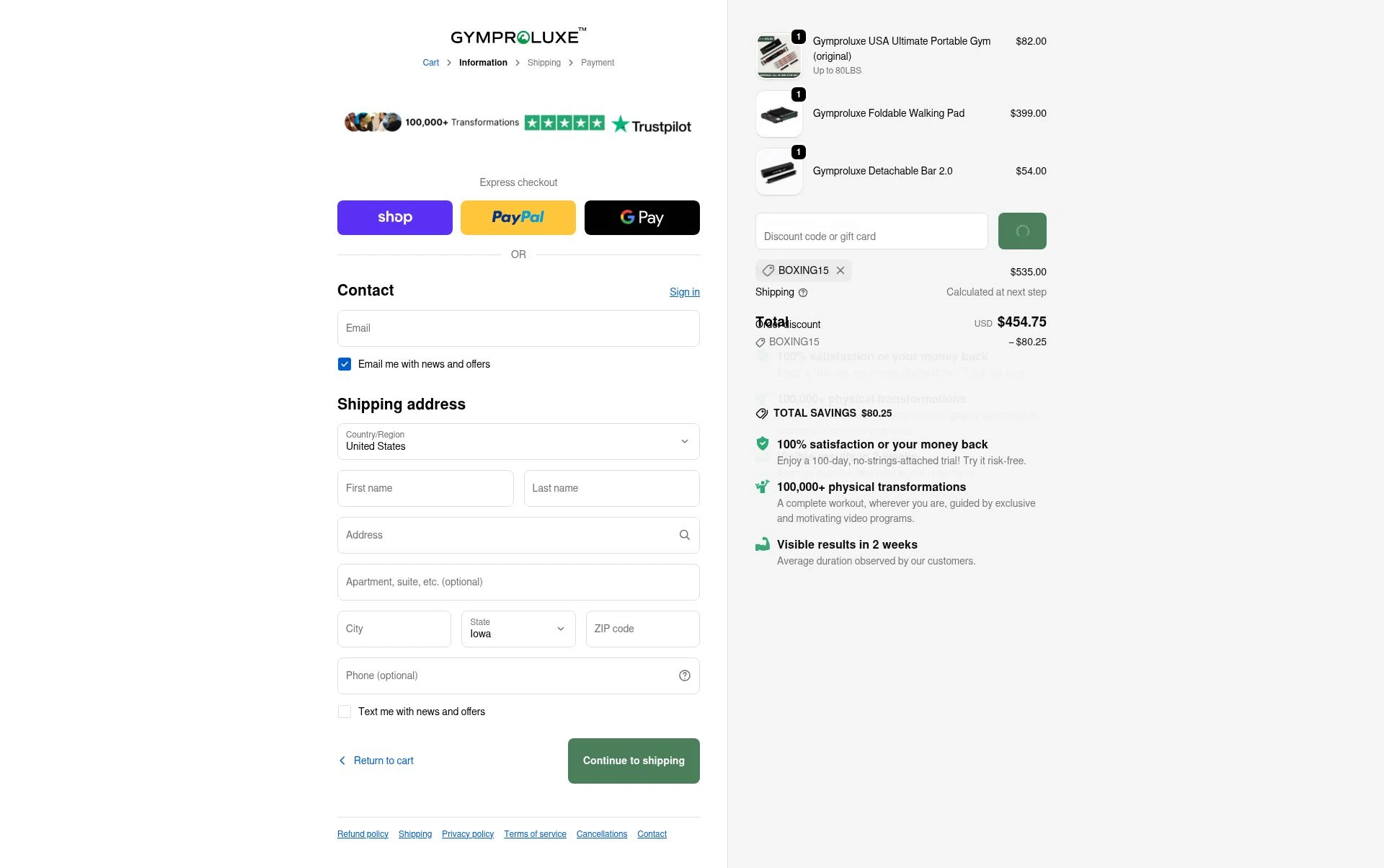 Gymproluxe checkout page showing Gymproluxe discount code box | Screenshot taken by SimplyCodes community member on Dec 29, 2025