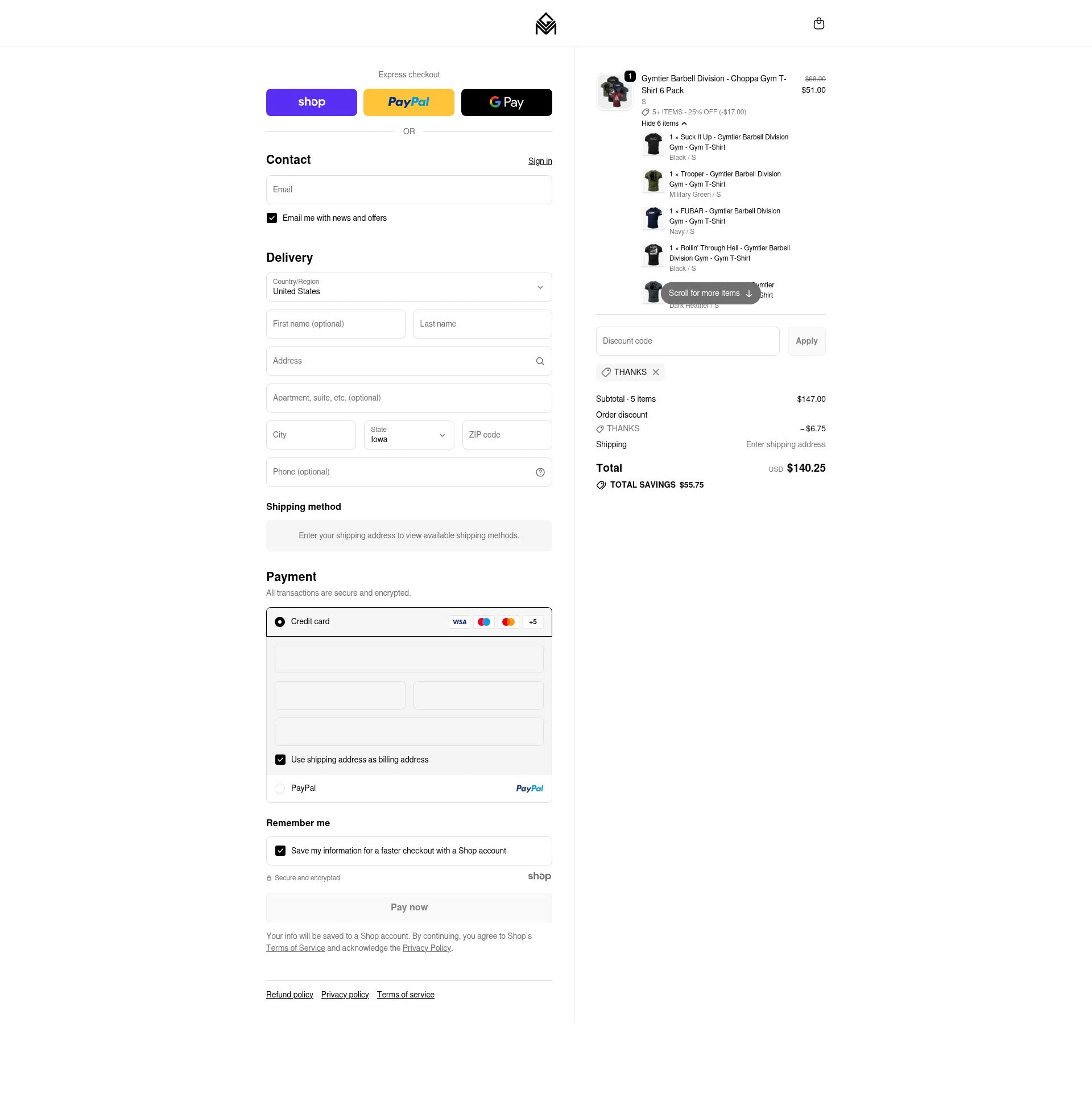 Gymtier checkout page showing Gymtier discount code box | Screenshot taken by SimplyCodes community member on Nov 6, 2025