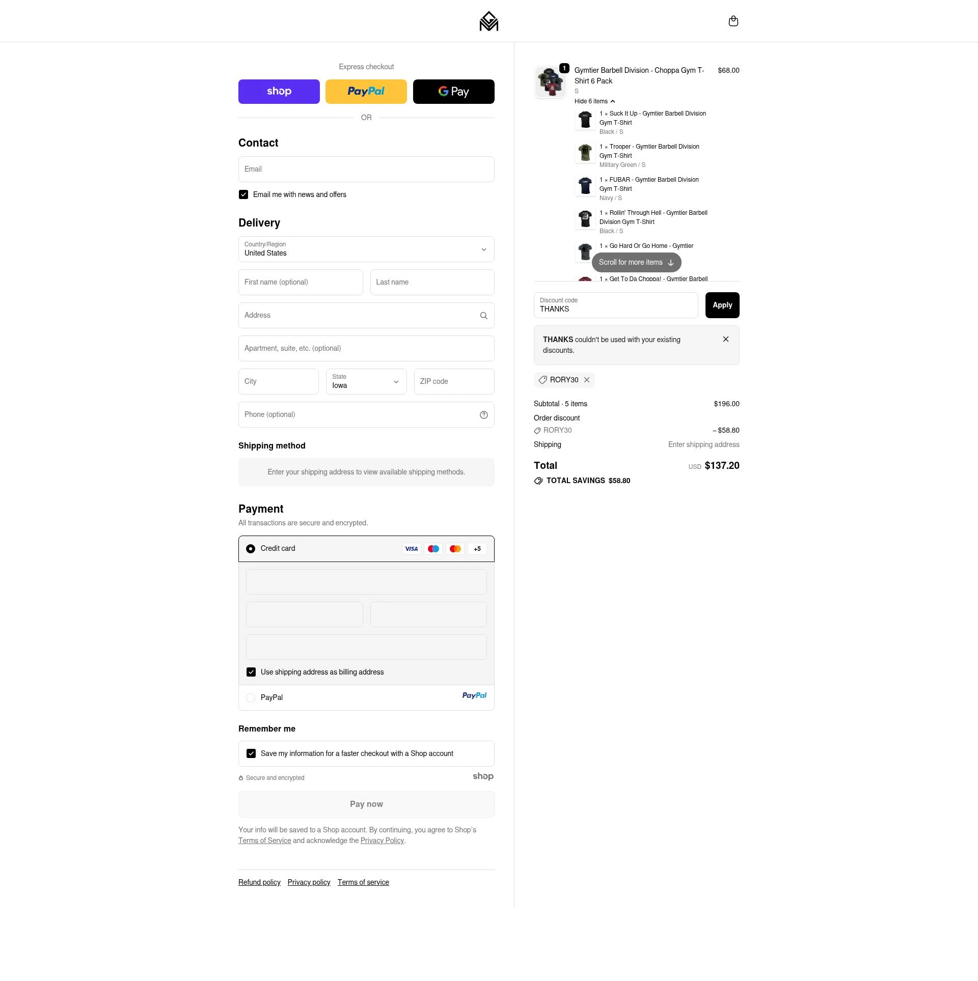 Gymtier checkout page showing Gymtier discount code box | Screenshot taken by SimplyCodes community member on Oct 13, 2025