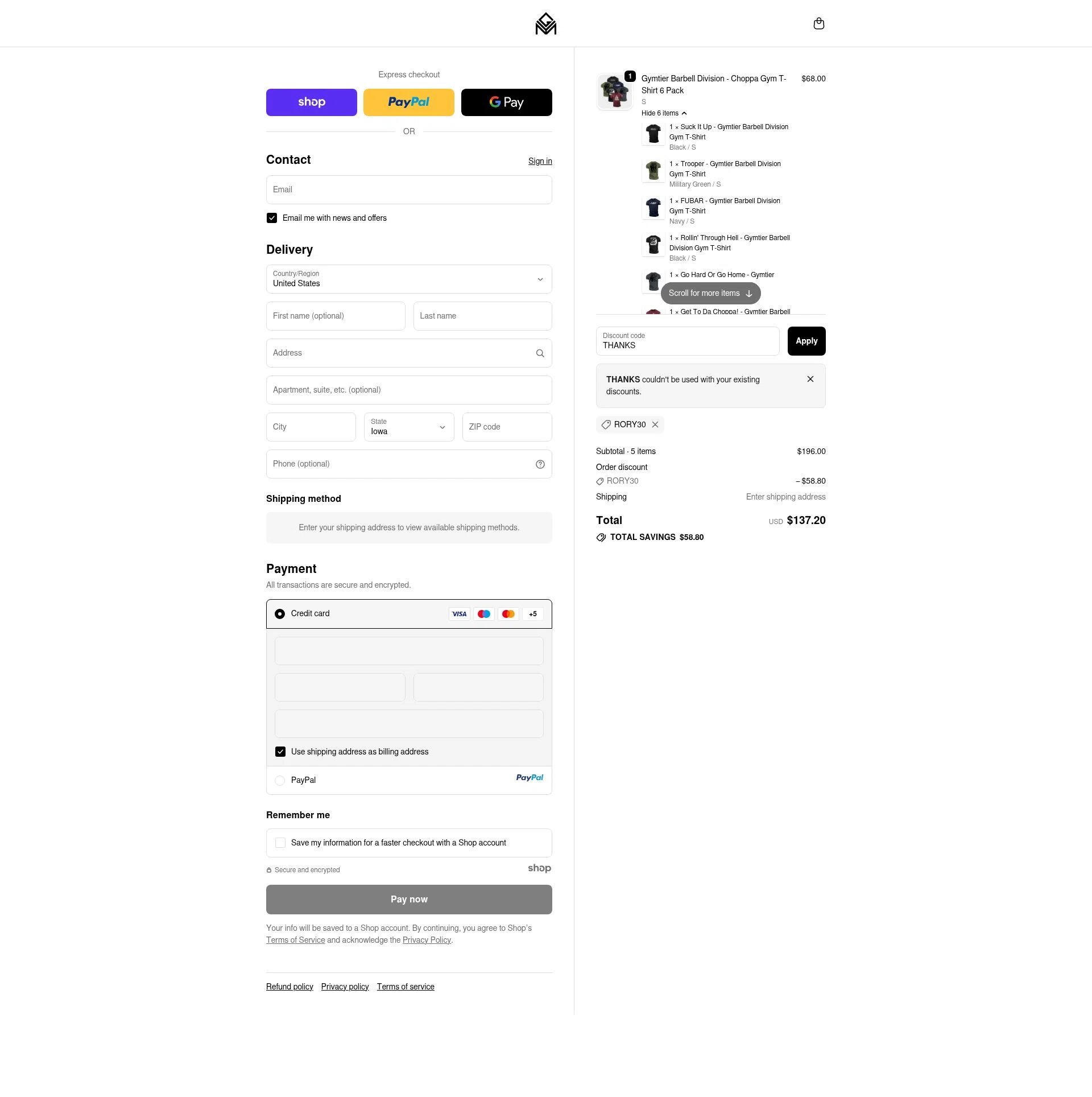 Gymtier checkout page showing Gymtier discount code box | Screenshot taken by SimplyCodes community member on Oct 21, 2025