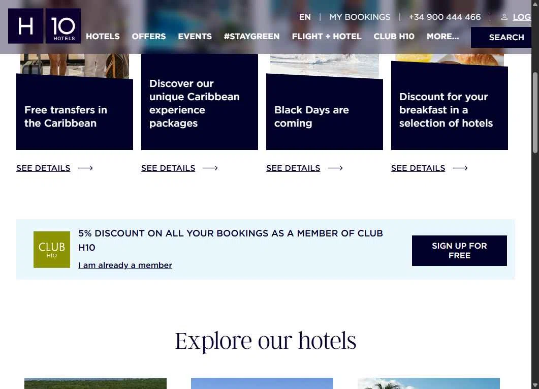 H10 Hotels checkout page showing H10 Hotels coupon code box | Screenshot taken by SimplyCodes community member on Nov 23, 2025