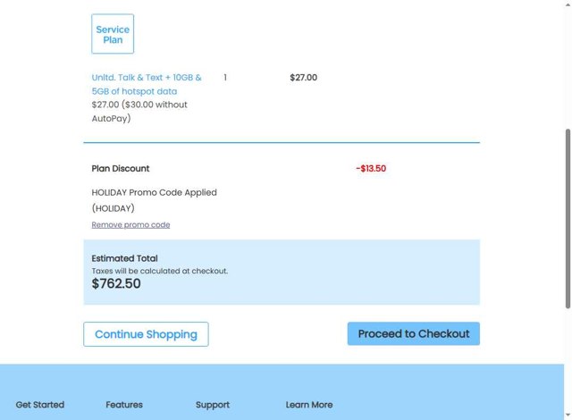H2O Wireless checkout page showing H2O Wireless promo code box | Screenshot taken by SimplyCodes community member on Jul 18, 2025