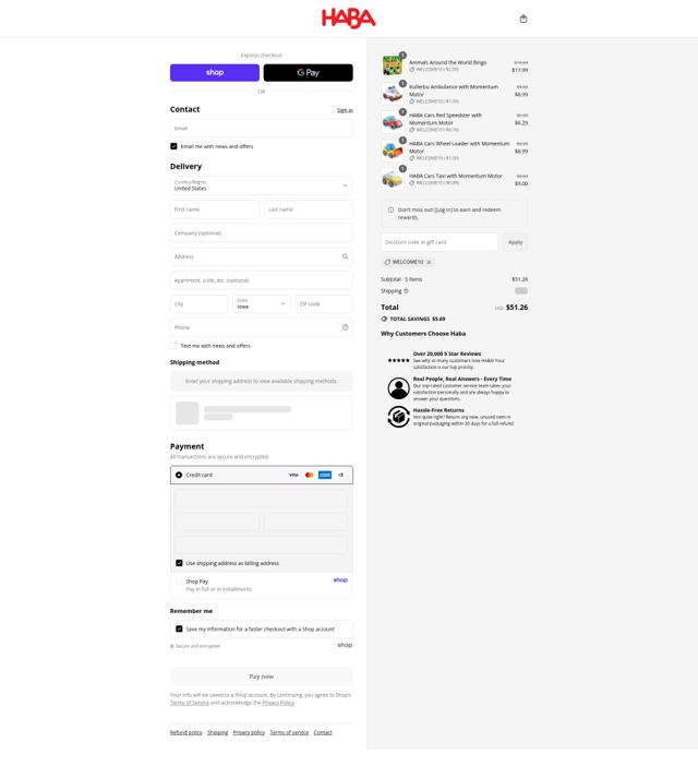 Haba checkout page showing Haba promo code box | Screenshot taken by SimplyCodes community member on Sep 12, 2025