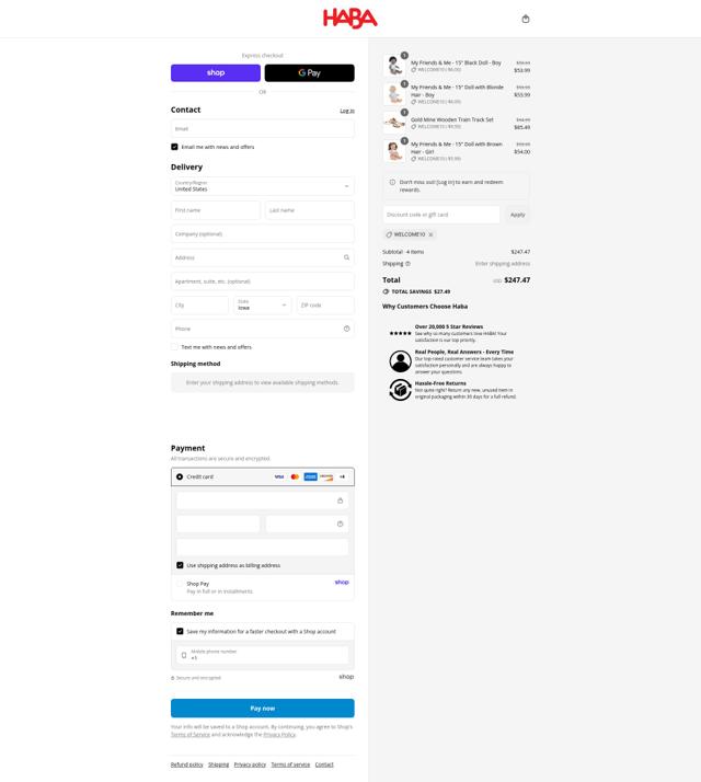 Haba checkout page showing Haba promo code box | Screenshot taken by SimplyCodes community member on Sep 8, 2025