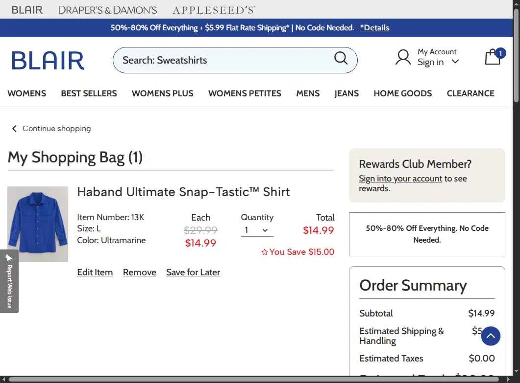 Haband checkout page showing Haband promo code box | Screenshot taken by SimplyCodes community member on May 21, 2025