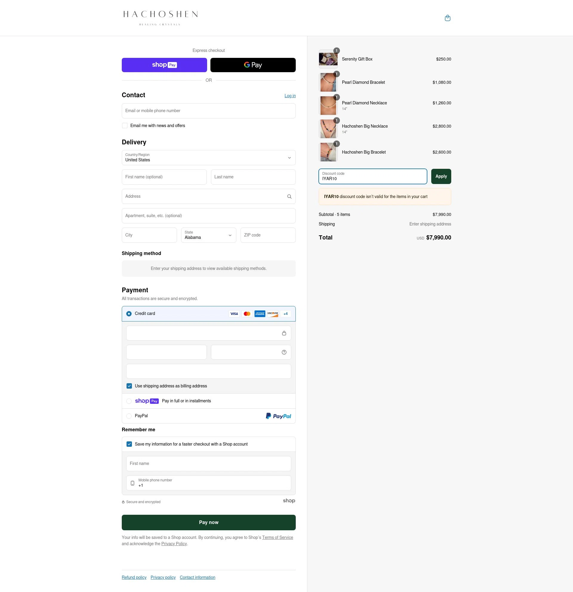 Hachoshen checkout page showing Hachoshen promo code box | Screenshot taken by SimplyCodes community member on May 16, 2025
