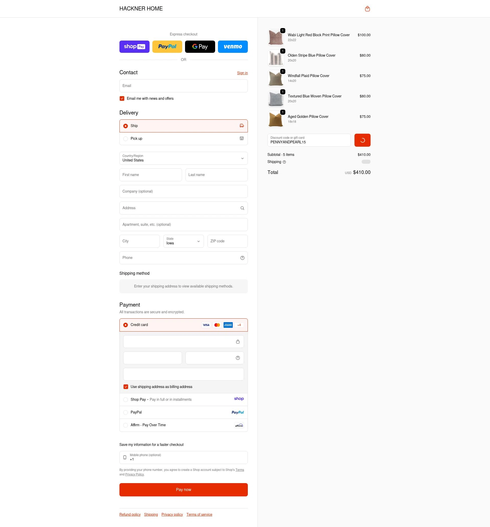 Hackner Home checkout page showing Hackner Home coupon code box | Screenshot taken by SimplyCodes community member on Jan 11, 2026