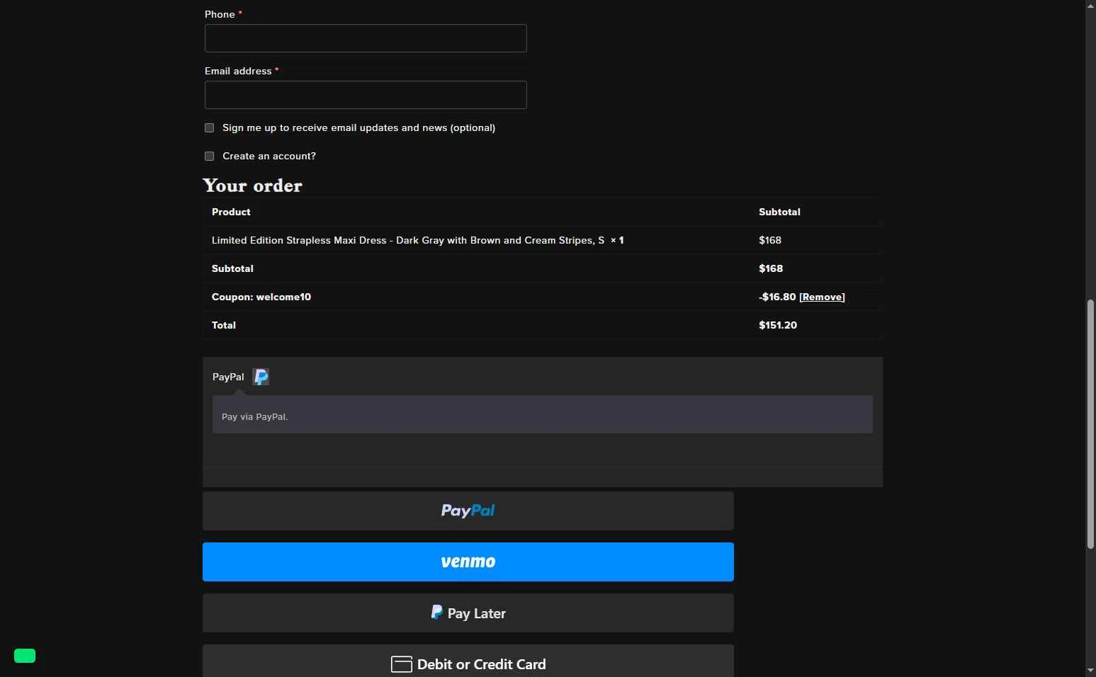 Hackwith Design House checkout page showing Hackwith Design House coupon code box | Screenshot taken by SimplyCodes community member on Aug 10, 2025