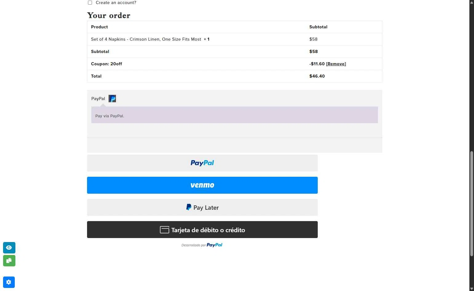 Hackwith Design House checkout page showing Hackwith Design House coupon code box | Screenshot taken by SimplyCodes community member on Dec 13, 2025