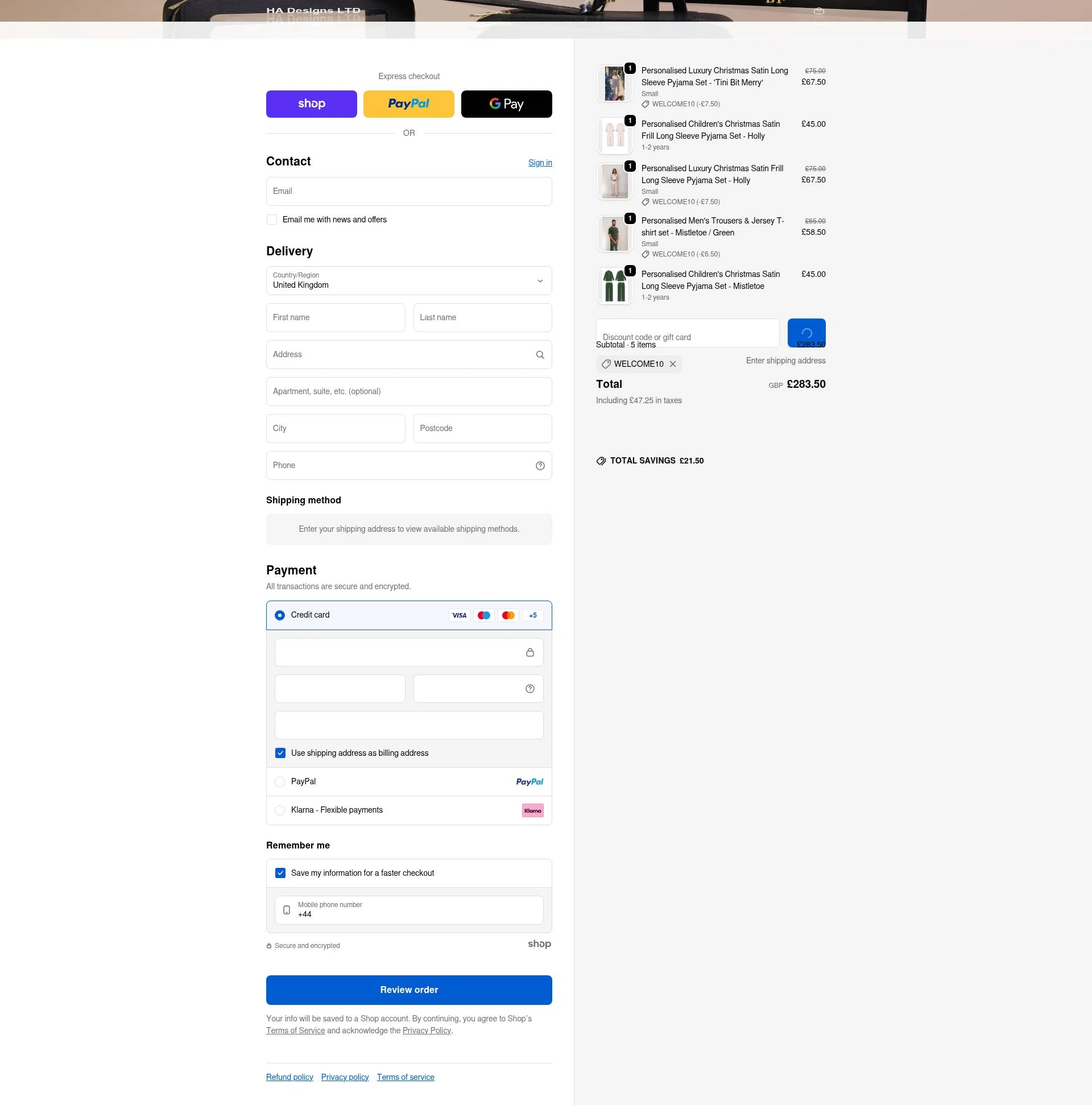 HA Designs checkout page showing HA Designs discount code box | Screenshot taken by SimplyCodes community member on Jan 27, 2026