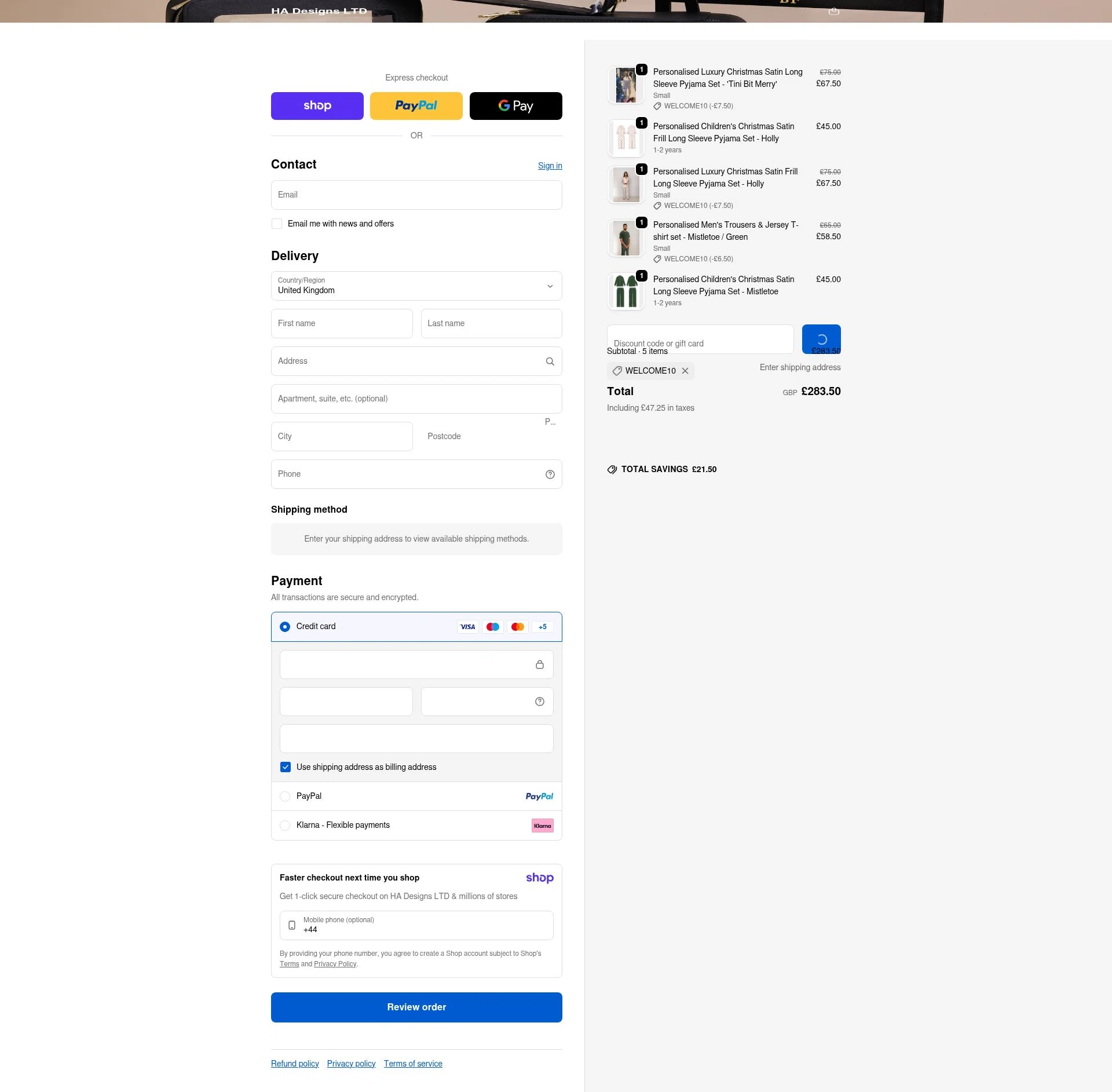 HA Designs checkout page showing HA Designs discount code box | Screenshot taken by SimplyCodes community member on Jan 18, 2026