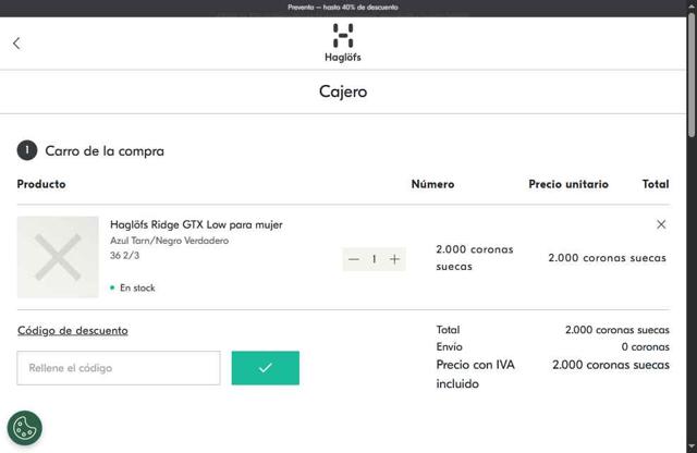 Haglöfs checkout page showing Haglöfs promo code box | Screenshot taken by SimplyCodes community member on Jul 9, 2025