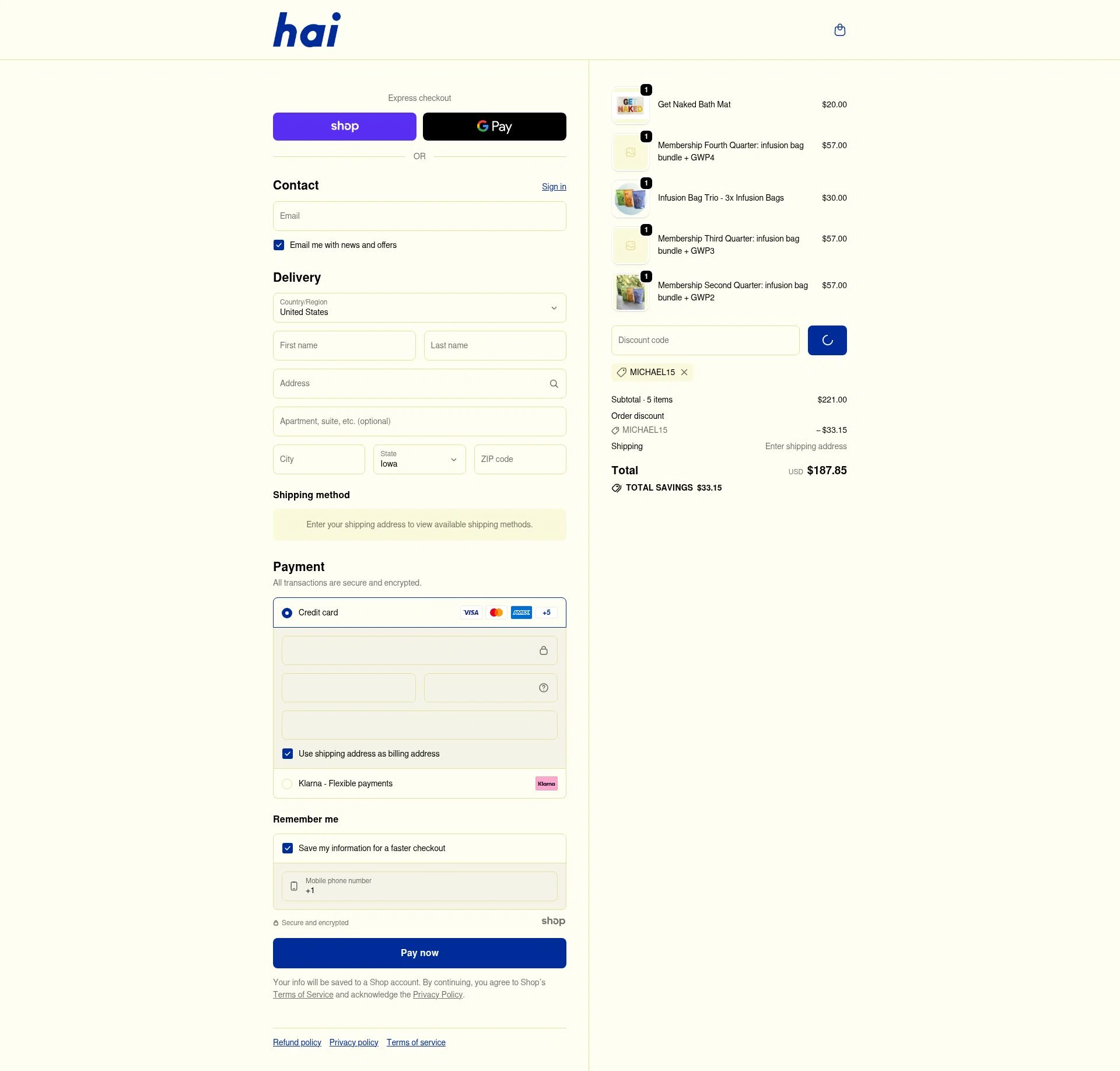 Hai checkout page showing Hai promo code box | Screenshot taken by SimplyCodes community member on Jan 1, 2026