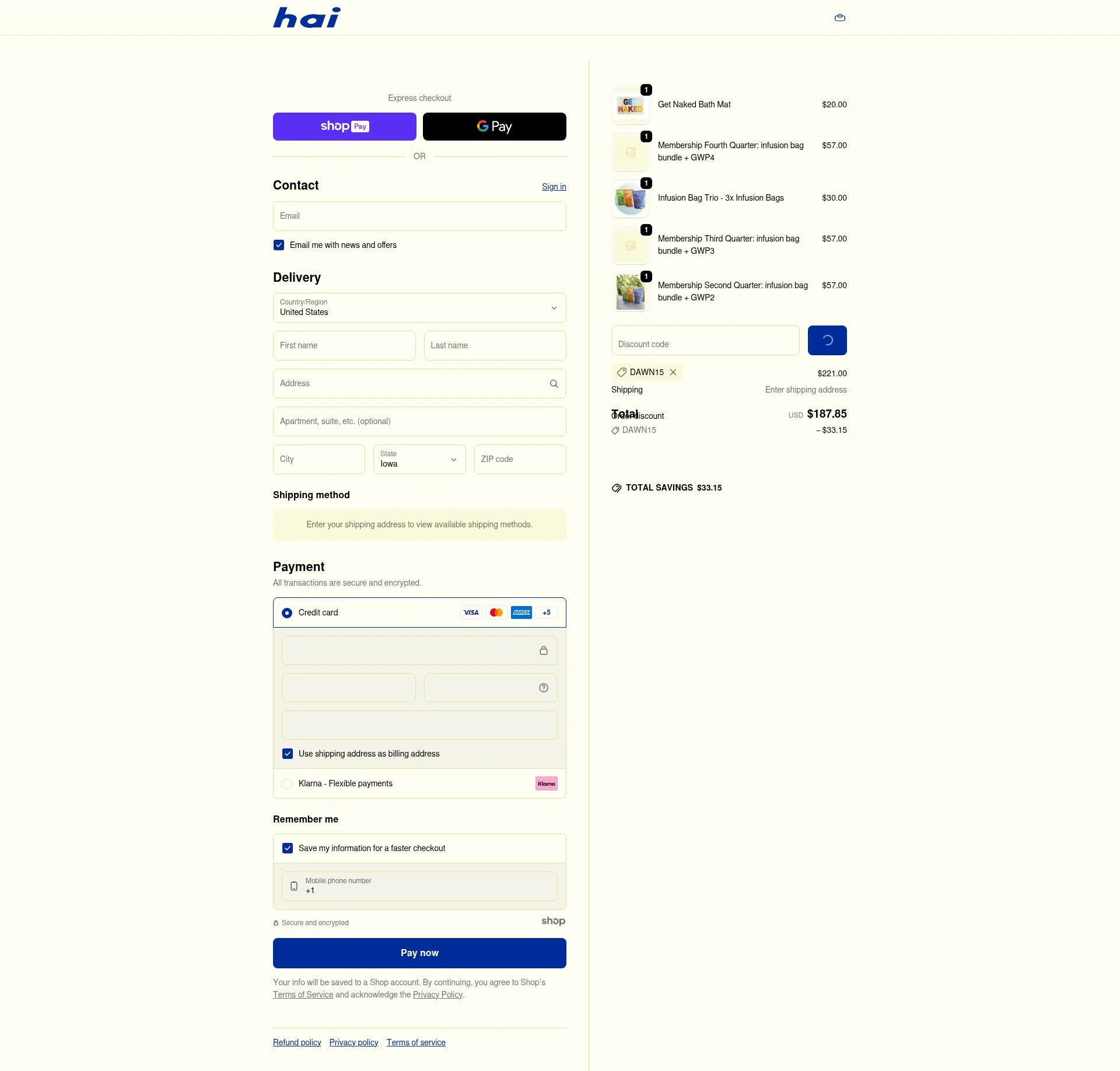 Hai checkout page showing Hai promo code box | Screenshot taken by SimplyCodes community member on Jan 6, 2026