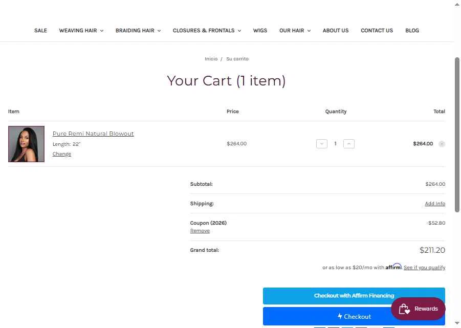 Hair Factory checkout page showing Hair Factory promo code box | Screenshot taken by SimplyCodes community member on Jan 23, 2026