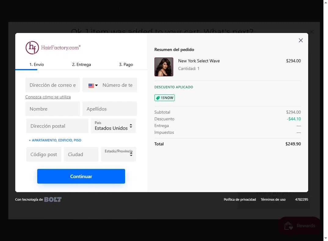 Hair Factory checkout page showing Hair Factory promo code box | Screenshot taken by SimplyCodes community member on Dec 22, 2025