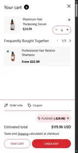 FLASH20 coupon verification screenshot