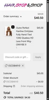 ESCOBAR10 coupon verification screenshot